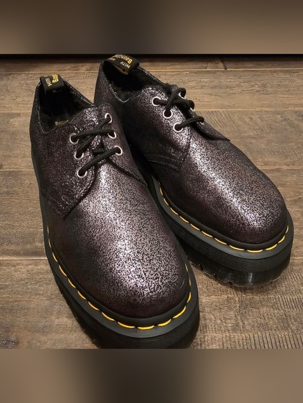 NWOB! Dr. Martens 3-Eye Oxford in Metallic  Black. Womens Size 8